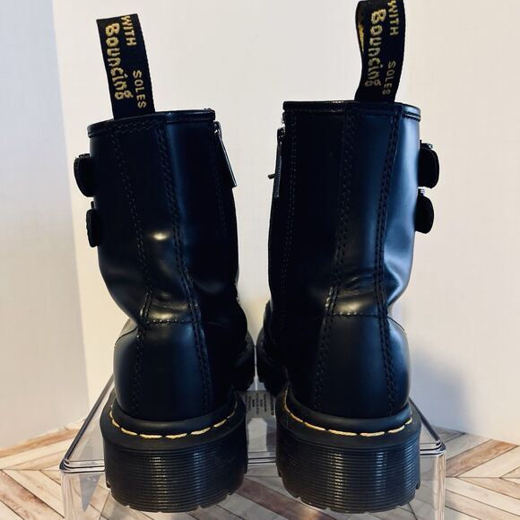 Dr Martens 1460 ALT Black Leather Boots M 5 W 6 Zip-up Double Buckle Combat Punk - Picture 5 of 8